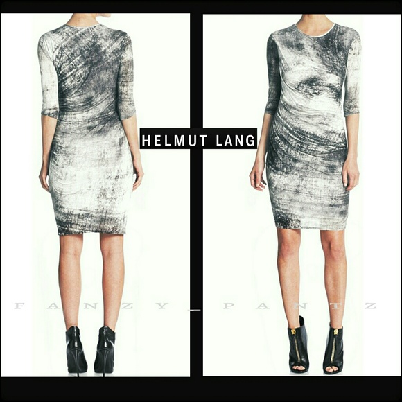 Helmut Lang Dresses & Skirts - Helmut Lang Nova dress ~ ruched midi sheath print